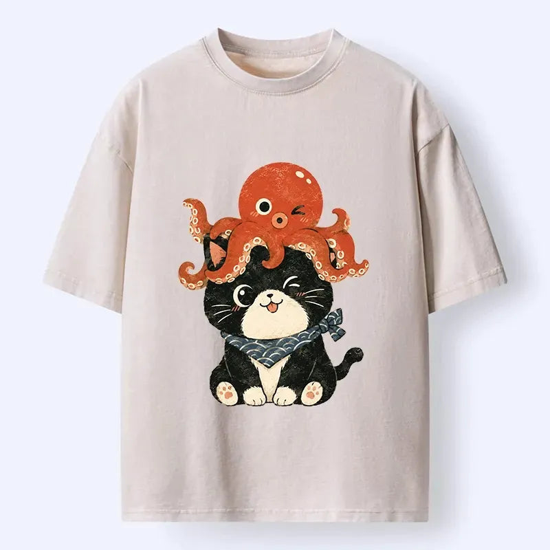 cute black cat octopus t-shirt best seller