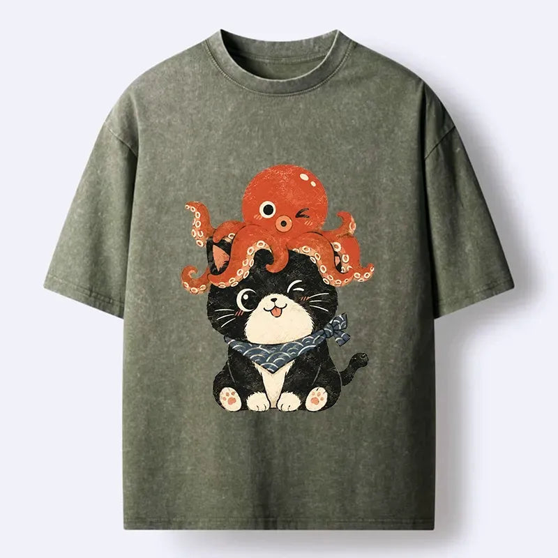 japanese vintage washed t-shirt for casual wear