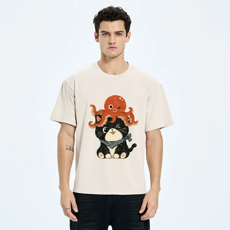 funny octopus cat meme t-shirt gift idea