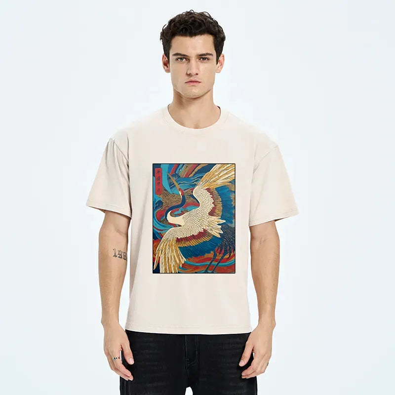 Retro Japanese Crane Washed Tee