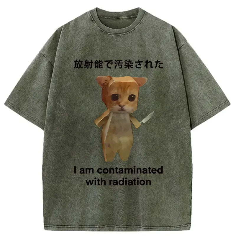 japanese vintage cat t-shirt for streetwear