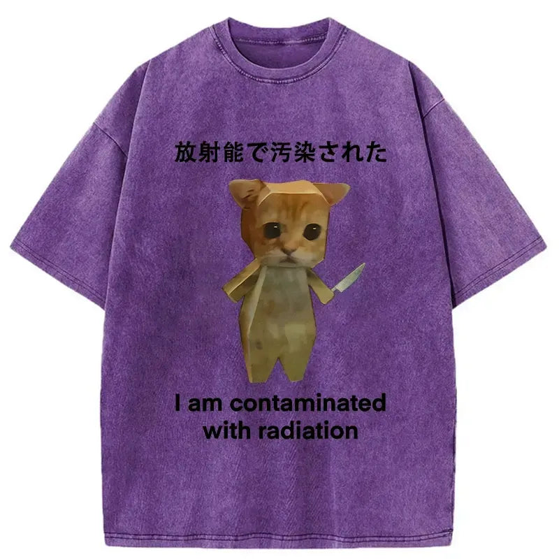 japanese vintage cat t-shirt for streetwear