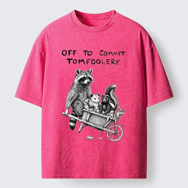 Kyoto-Lion Raccoon Crew On A Mission Washed T-Shirt