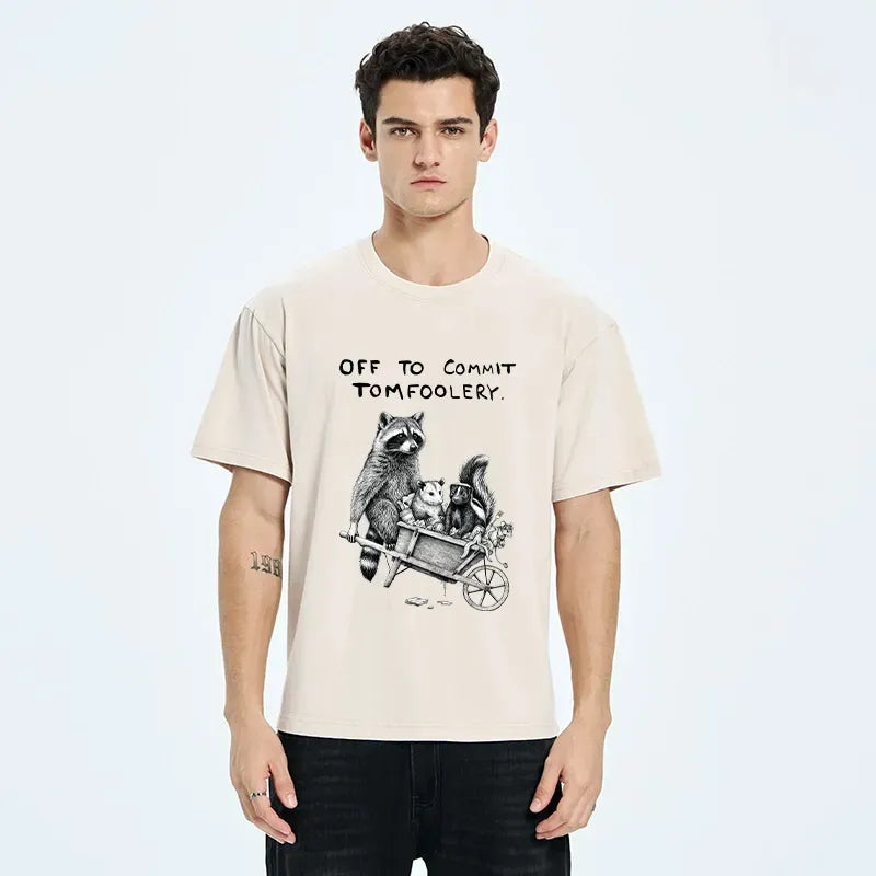 Kyoto-Lion Raccoon Crew On A Mission Washed T-Shirt
