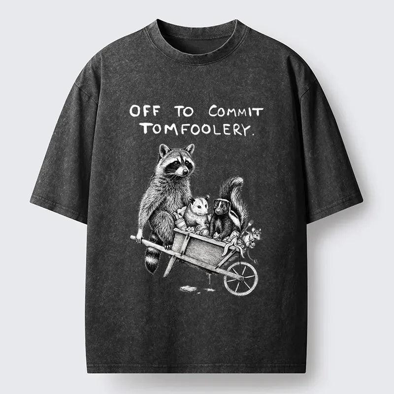 Kyoto-Lion Raccoon Crew On A Mission Washed T-Shirt