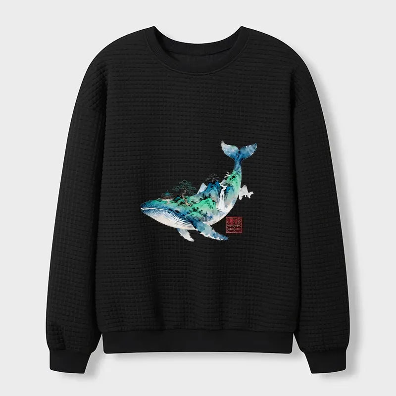 Japanese ink painting sweatshirt for daily wear