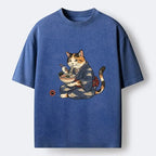 Traditional Japanese Cat Noodle Lover Washed Tee