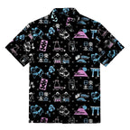 Kyoto-Lion Japanese Elements Combination Black Button-up Shirt