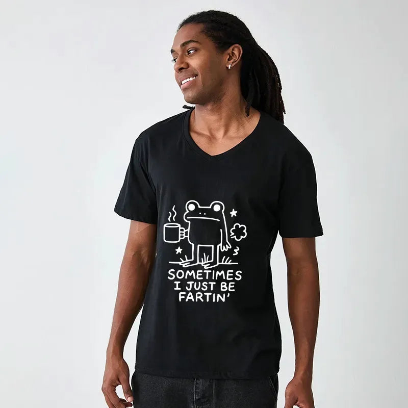 Japanese Unisex Cotton V-Neck T-Shirt