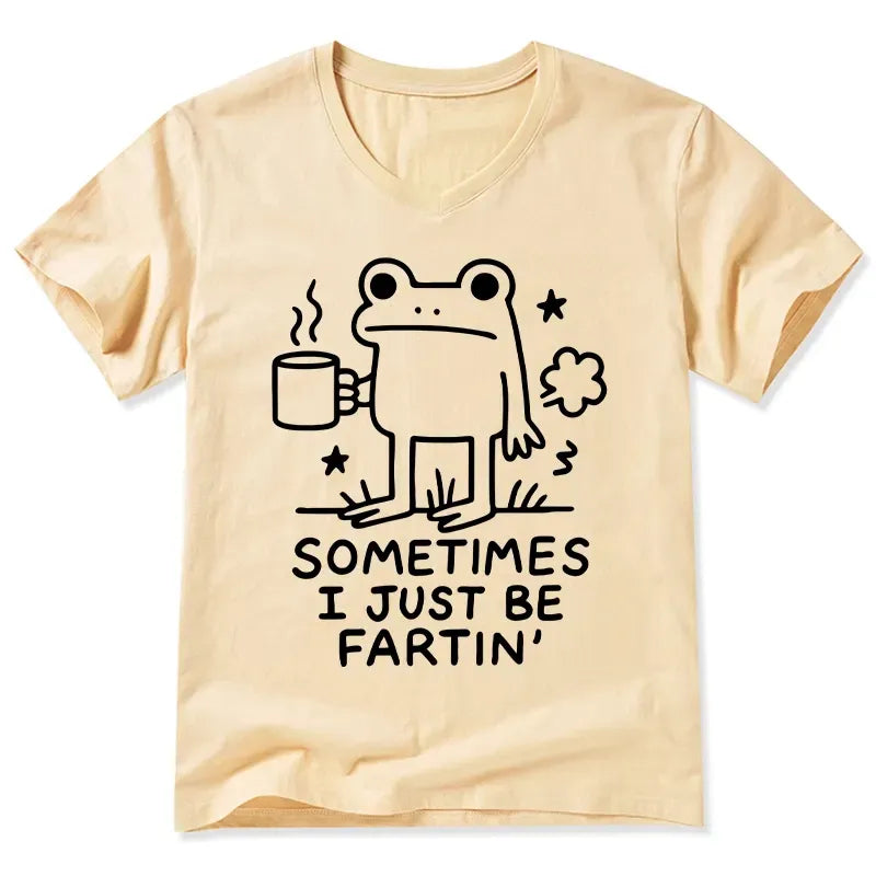 Funny Frog V-Neck T-Shirt for Daily Wear