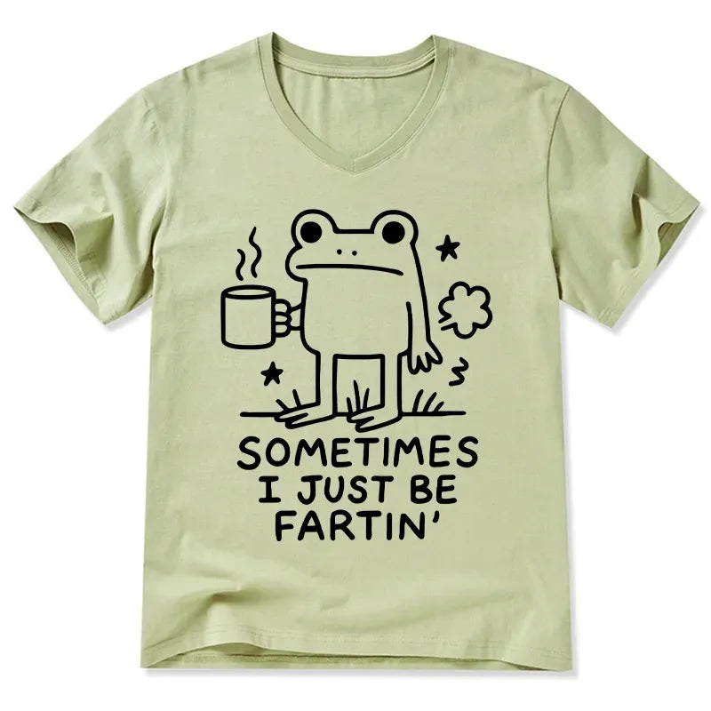 Kyoto-Lion Sometimes A Frog Just Needs To Fart V-Neck Classic T-Shirt