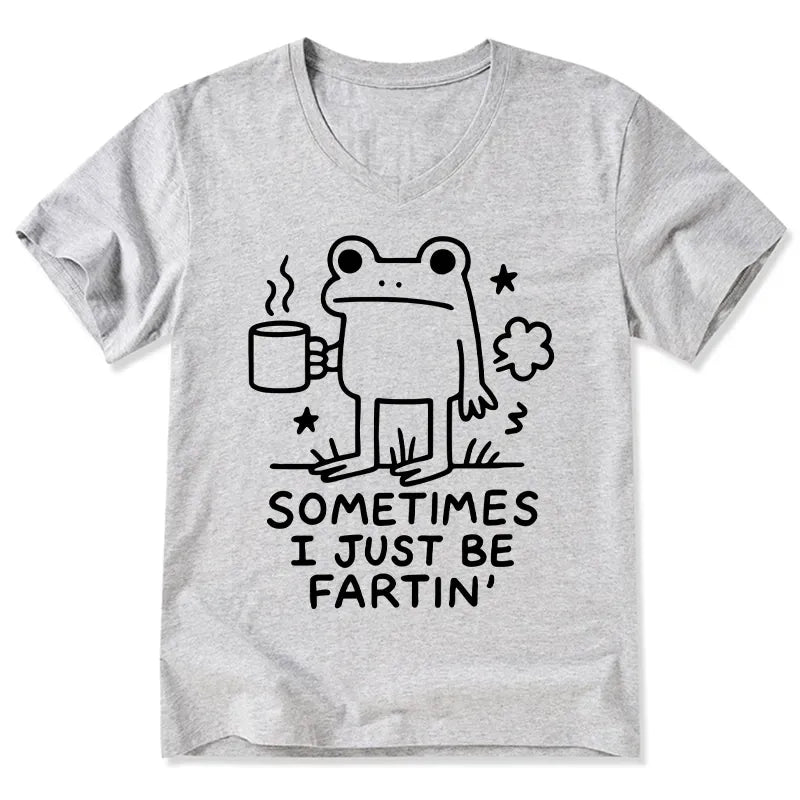 Funny Frog V-Neck T-Shirt for Daily Wear
