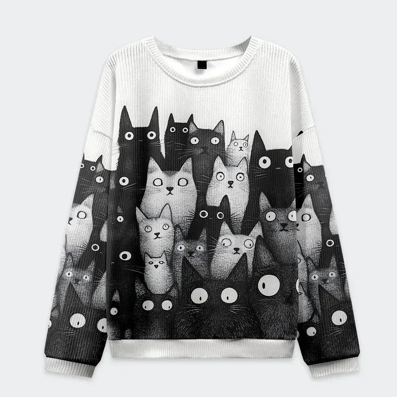 Kyoto-Lion The Judgmental Stare Of Cats Christmas Ugly Sweatshirt