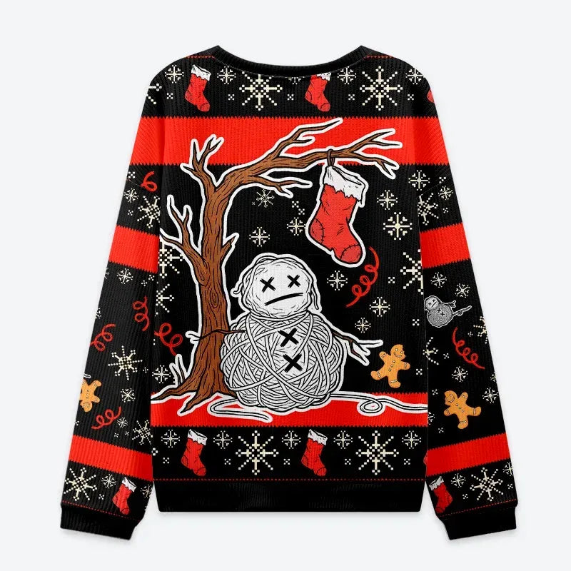 Kyoto-Lion Yarn Snowman Christmas Ugly Sweatshirt