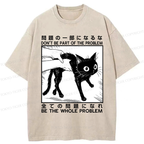 Funny Cat Washed T-Shirt for Daily Wear