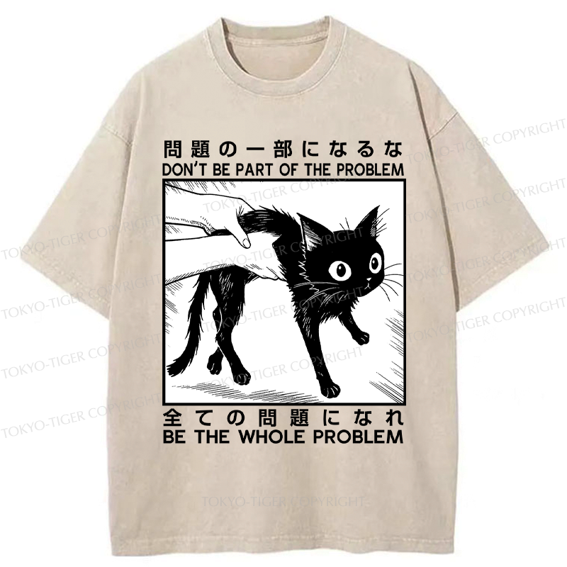 Funny Cat Washed T-Shirt for Daily Wear