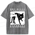 Japanese Vintage Cat T-Shirt for Streetwear
