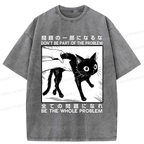 Japanese Vintage Cat T-Shirt for Streetwear