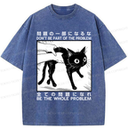 Funny Cat Washed T-Shirt for Daily Wear