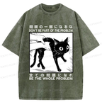 Japanese Vintage Cat T-Shirt for Streetwear