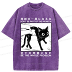 Japanese Vintage Cat T-Shirt for Streetwear