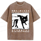 Japanese Vintage Cat T-Shirt for Streetwear