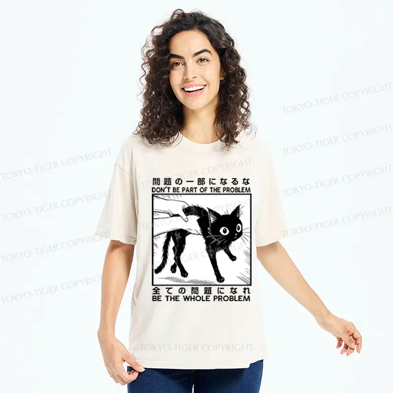 Japanese Vintage Cat T-Shirt for Streetwear