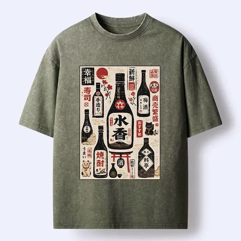 Japanese Washed T-Shirt for Daily Wear
