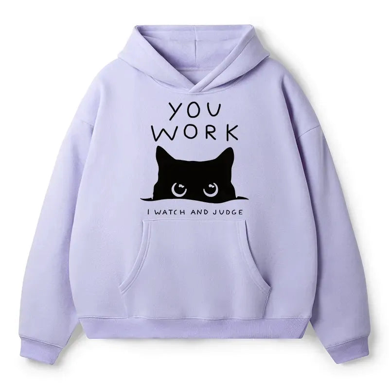 Kyoto-Lion Cat Spy Fleece Hoodie for Streetwear