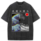 Kyoto-Lion Ukiyo-e Wave Poster Washed T-Shirt