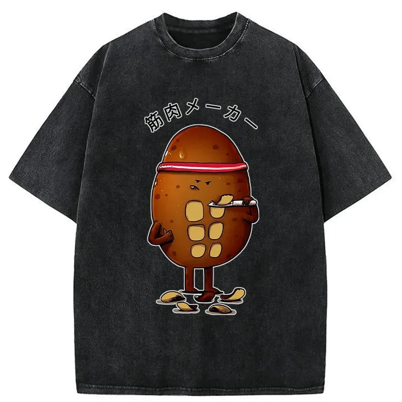 Kyoto-Lion Muscle Builder Potato Washed T-Shirt