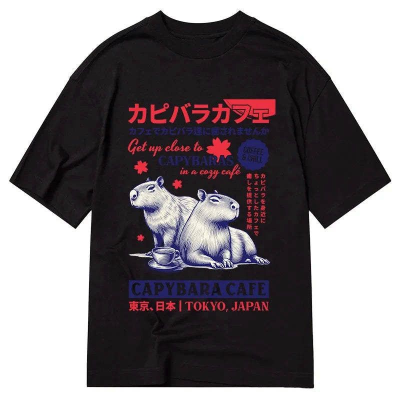 japanese capybara cafe t-shirt