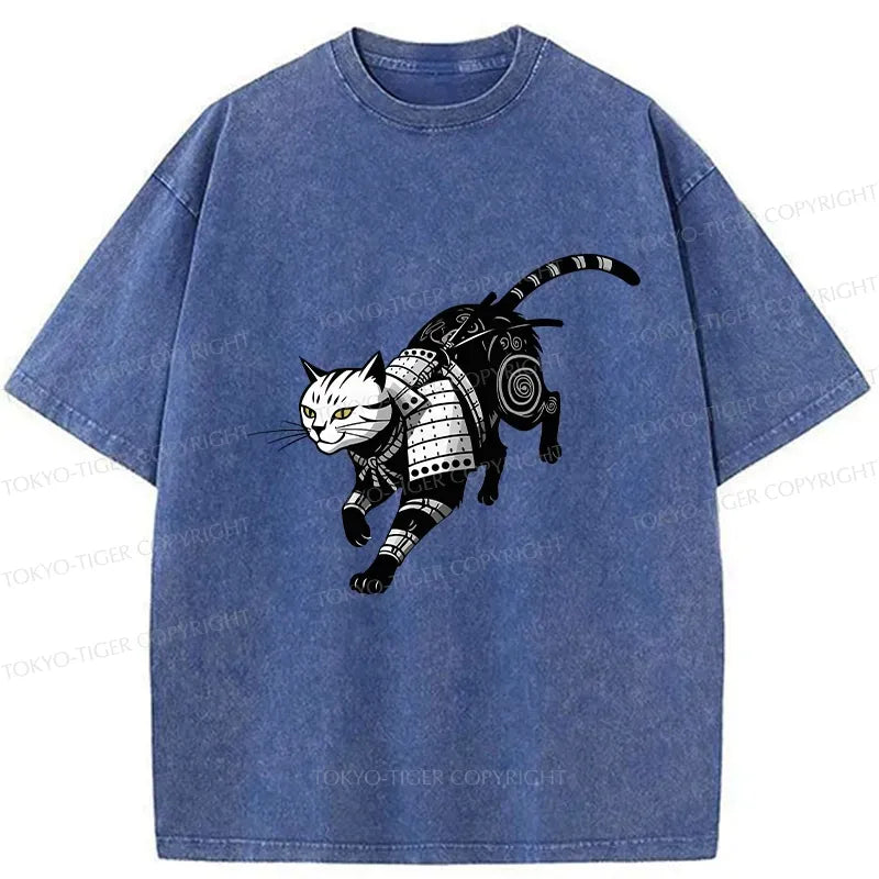Japanese Samurai Cat Vintage T-Shirt