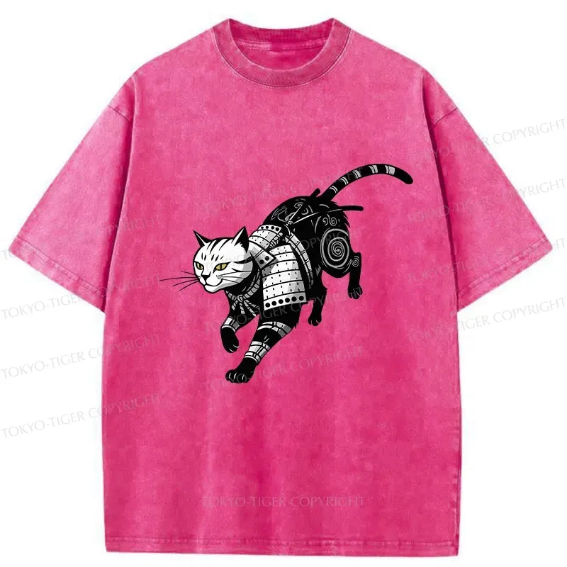 Washed Ukiyo-e Cat Tee for Daily Wear
