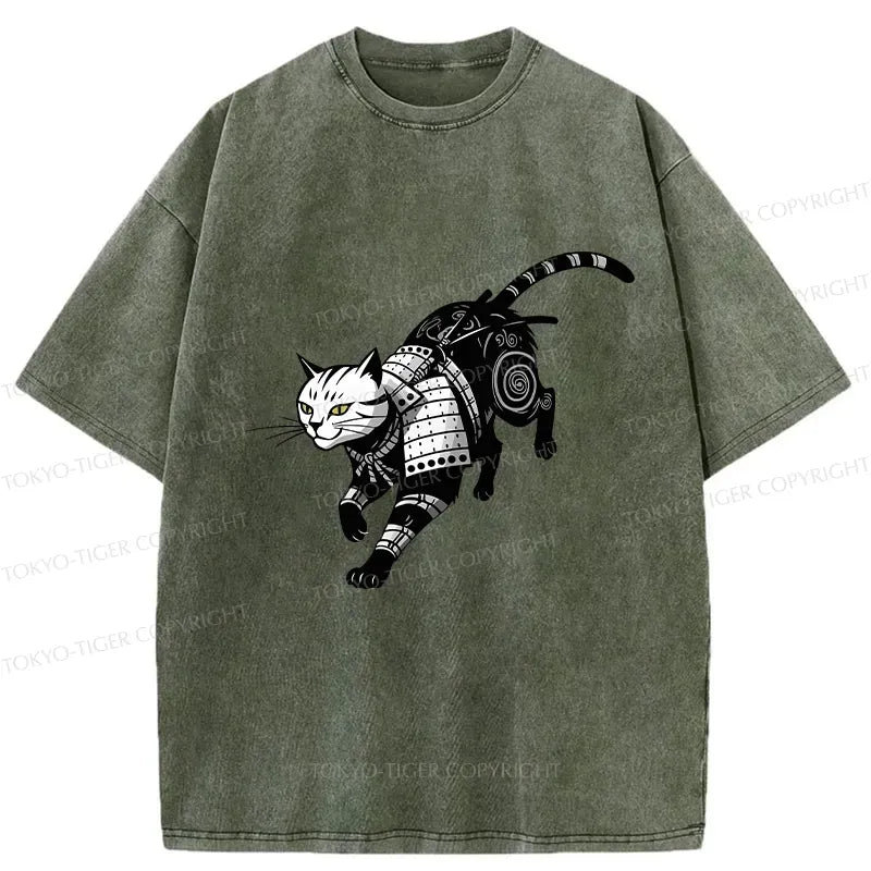 Japanese Samurai Cat Vintage T-Shirt