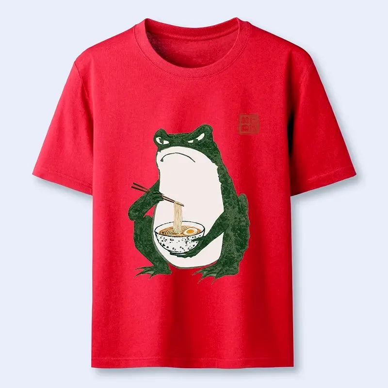 Japanese Vintage Frog Ramen Tee for Daily Wear