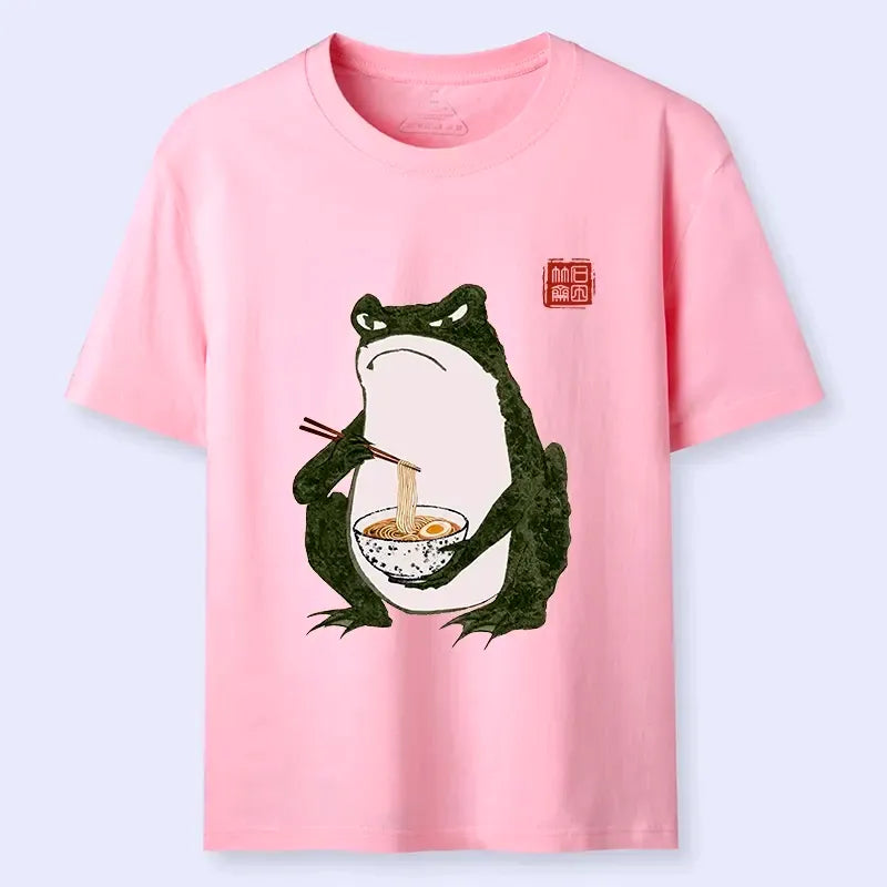 Japanese Vintage Frog Ramen Tee for Daily Wear