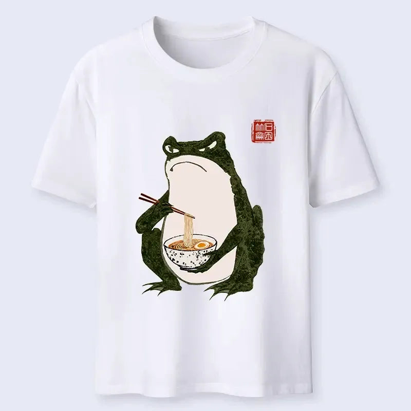Japanese Vintage Frog Ramen Tee for Daily Wear