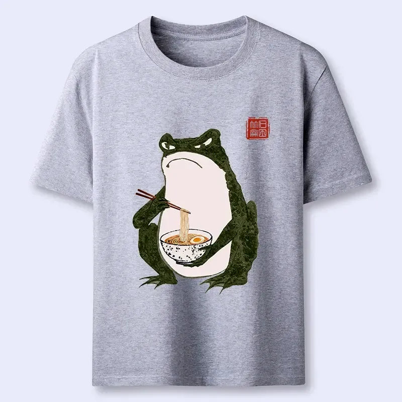 Japanese Vintage Frog Ramen Tee for Daily Wear