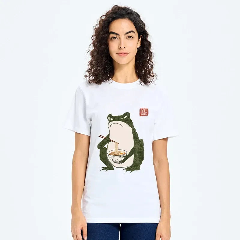 Japanese Vintage Frog Ramen Tee for Daily Wear