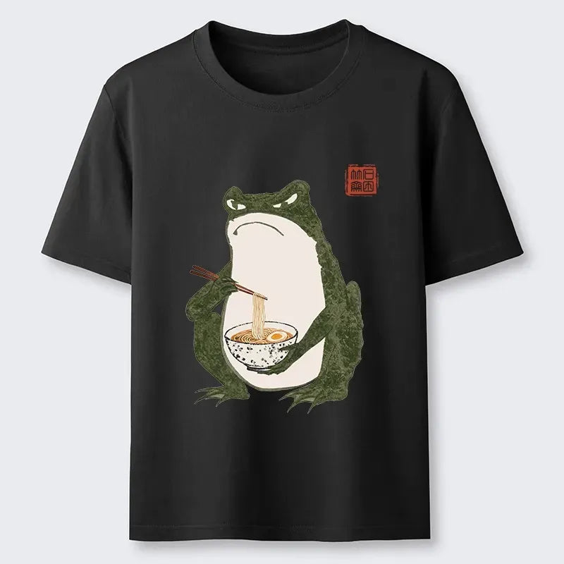 Japanese Vintage Frog Ramen Tee for Daily Wear