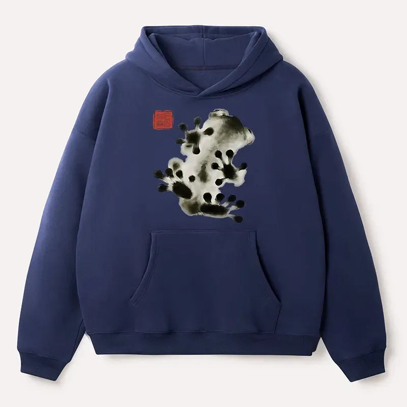 Kyoto-Lion Ink Painting Frog Adult Fleece Hoodie