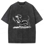 Kyoto-Lion Dachshund Showing Middle Finger Washed T-Shirt