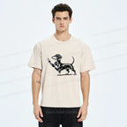 Kyoto-Lion Dachshund Showing Middle Finger Washed T-Shirt