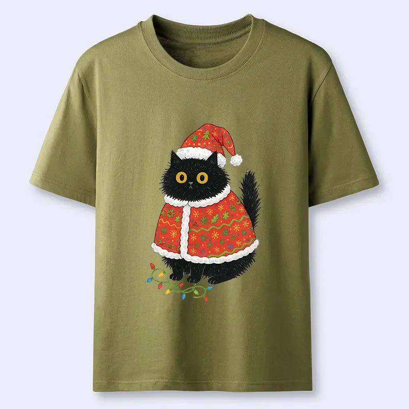 Japanese Cat Santa Hat T-Shirt