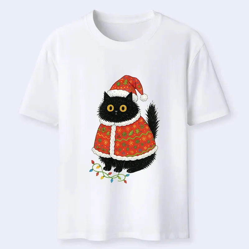 Japanese Cat Santa Hat T-Shirt