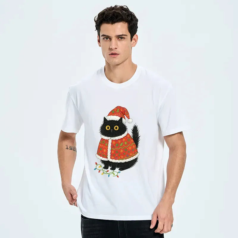 Japanese Cat Santa Hat T-Shirt