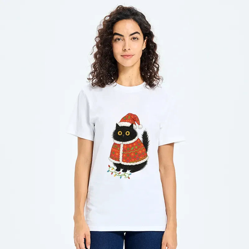 Japanese Cat Santa Hat T-Shirt
