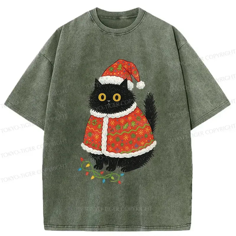 Trendy Cat Santa Hat T-Shirt for Gift Idea