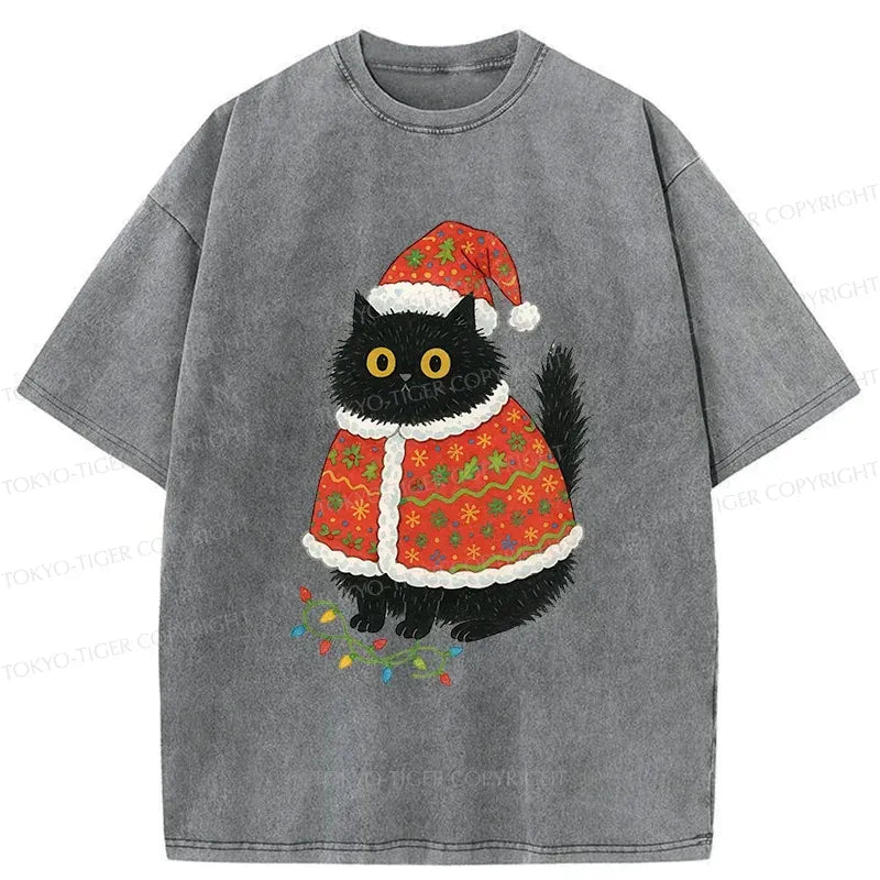 Trendy Cat Santa Hat T-Shirt for Gift Idea